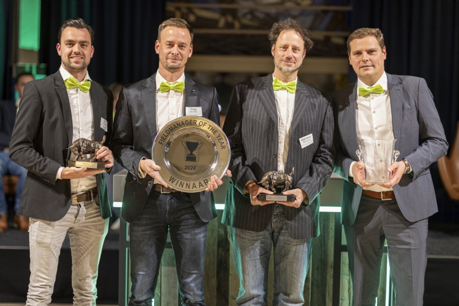 De winnaars van 2024, v.l.n.r. Bas Franssen, Thijs Zandwijk, Raimond Sijmonsma en Gaëtan Lits